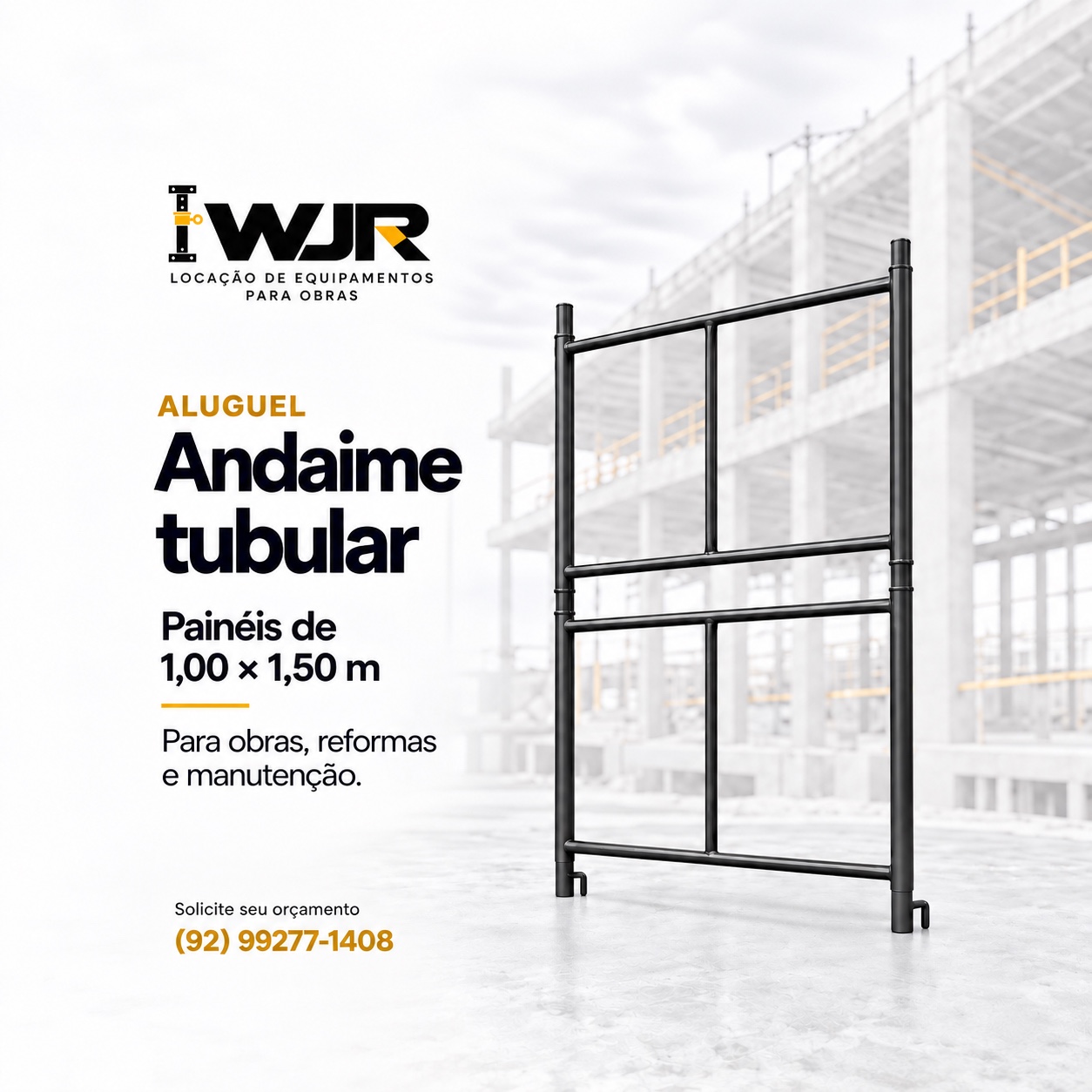 Peça individual: painel de andaime tubular de 1,00 × 1,50 m