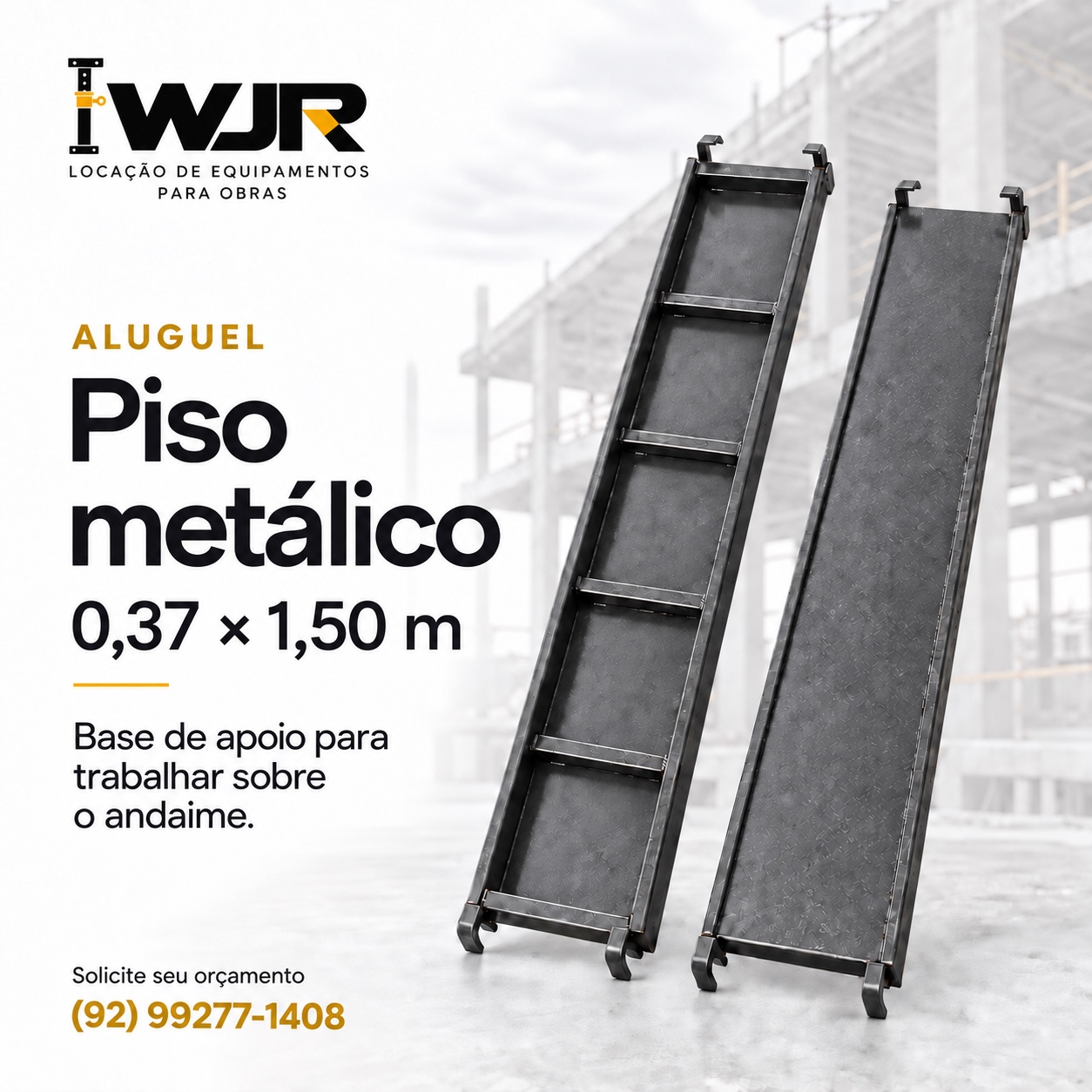 Pisos metálicos para andaimes de 0,37 × 1,50 m