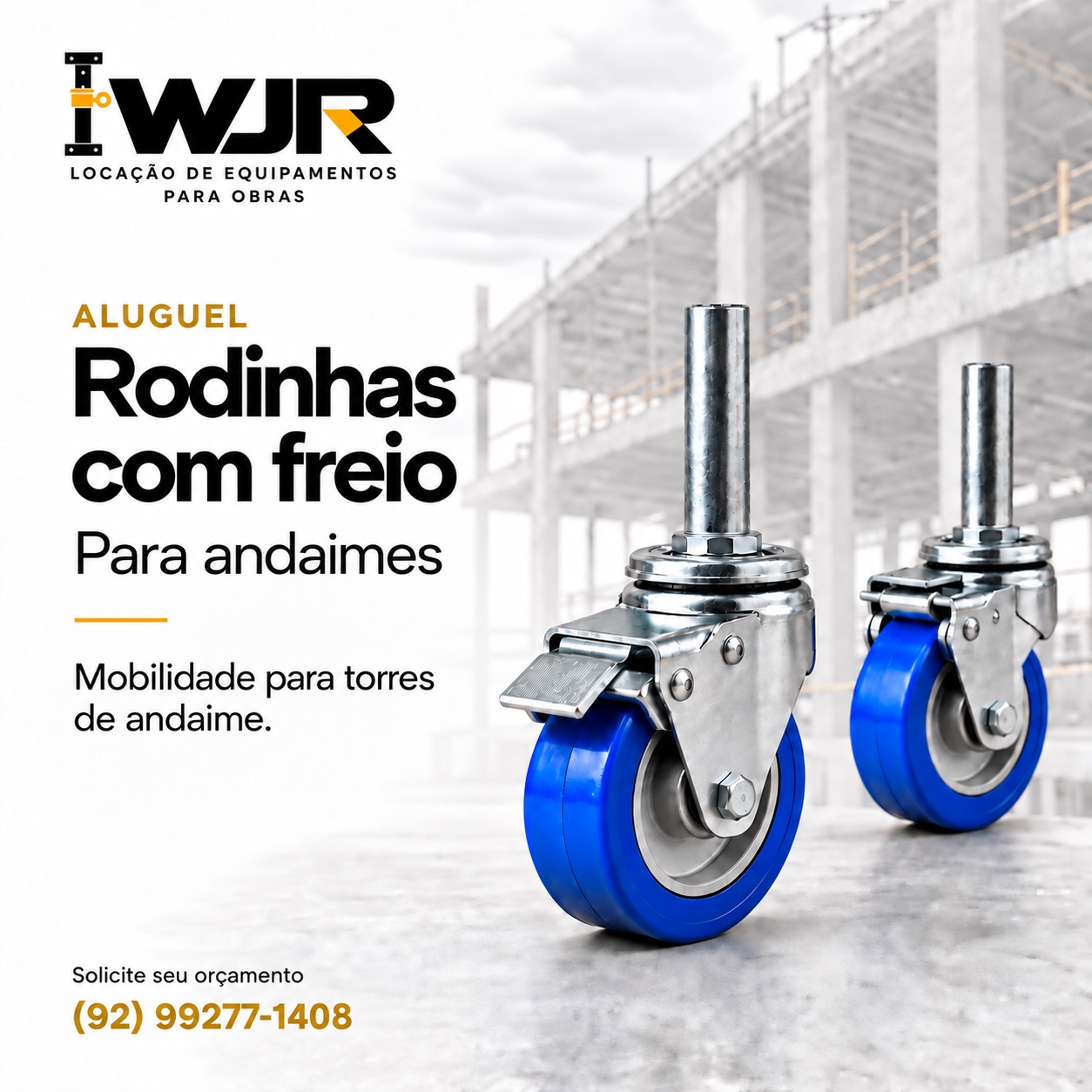 Rodinhas azuis com freio para andaimes