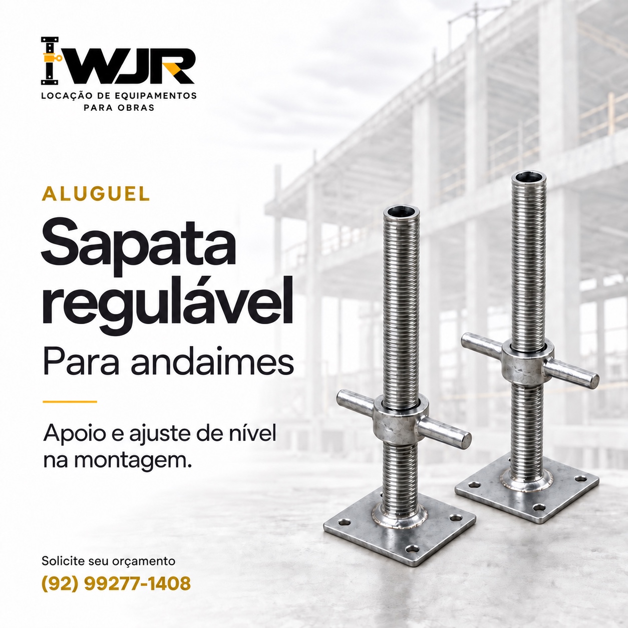 Sapatas metálicas reguláveis para andaimes